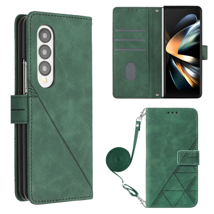 For Samsung Galaxy Z Fold4 Crossbody 3D Embossed Flip Leather Phone Case