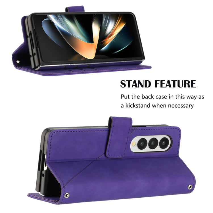 For Samsung Galaxy Z Fold4 Crossbody 3D Embossed Flip Leather Phone Case