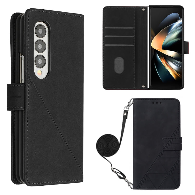 For Samsung Galaxy Z Fold4 Crossbody 3D Embossed Flip Leather Phone Case