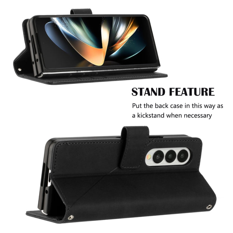 For Samsung Galaxy Z Fold4 Crossbody 3D Embossed Flip Leather Phone Case