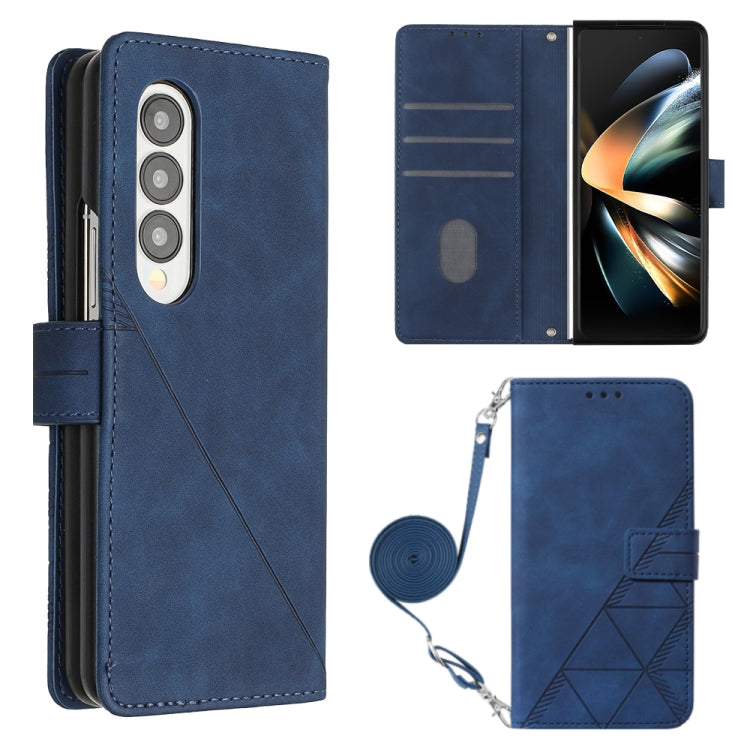 For Samsung Galaxy Z Fold4 Crossbody 3D Embossed Flip Leather Phone Case