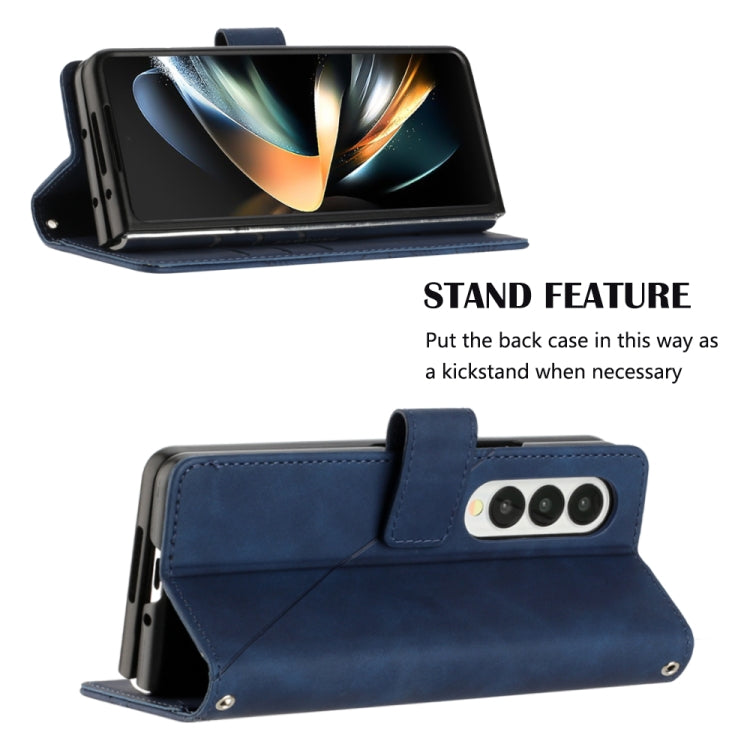 For Samsung Galaxy Z Fold4 Crossbody 3D Embossed Flip Leather Phone Case