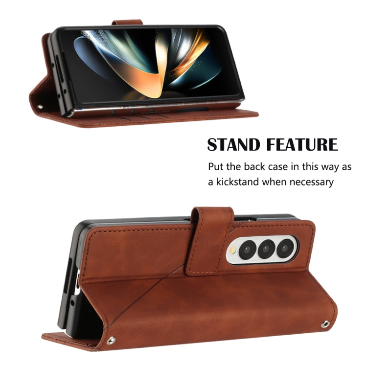For Samsung Galaxy Z Fold4 Crossbody 3D Embossed Flip Leather Phone Case