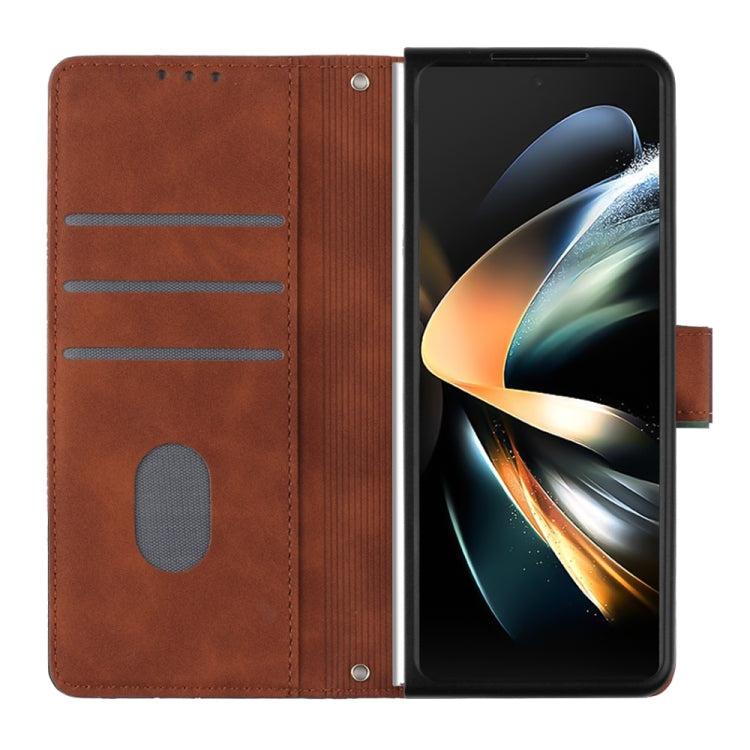 For Samsung Galaxy Z Fold4 Crossbody 3D Embossed Flip Leather Phone Case