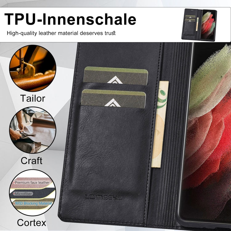 For Samsung Galaxy S21 Ultra 5G LC.IMEEKE RFID Anti-theft Leather Phone Case