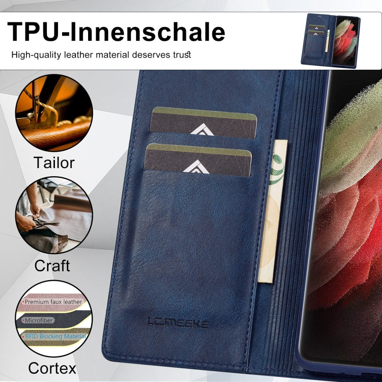 For Samsung Galaxy S21 Ultra 5G LC.IMEEKE RFID Anti-theft Leather Phone Case