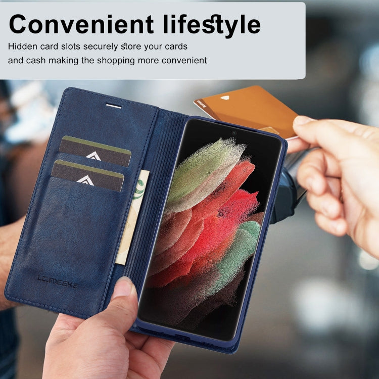For Samsung Galaxy S21 Ultra 5G LC.IMEEKE RFID Anti-theft Leather Phone Case