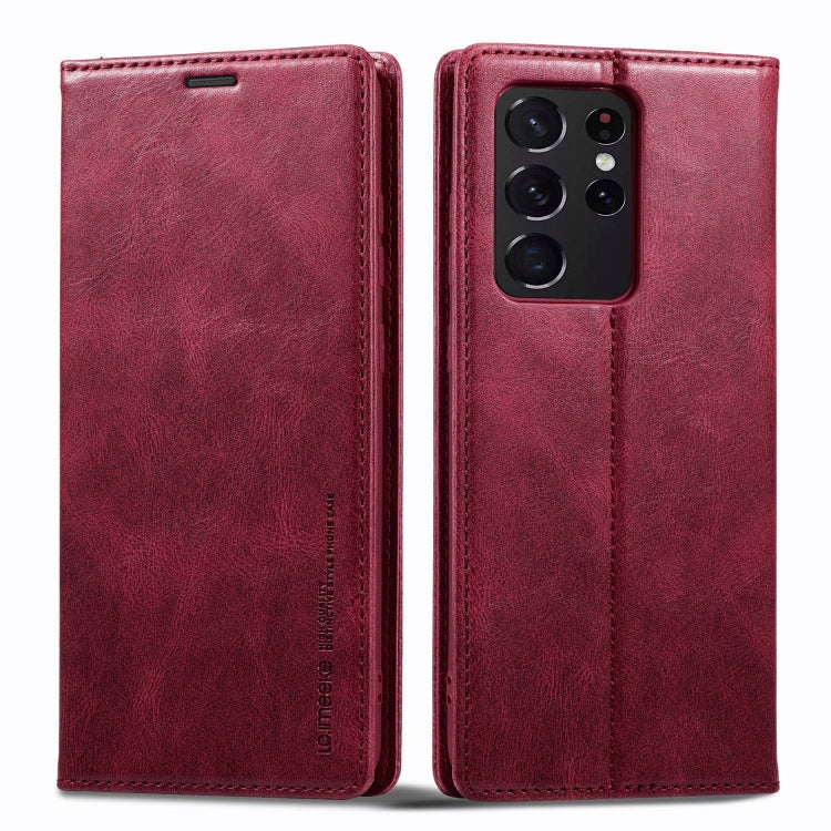 For Samsung Galaxy S21 Ultra 5G LC.IMEEKE RFID Anti-theft Leather Phone Case