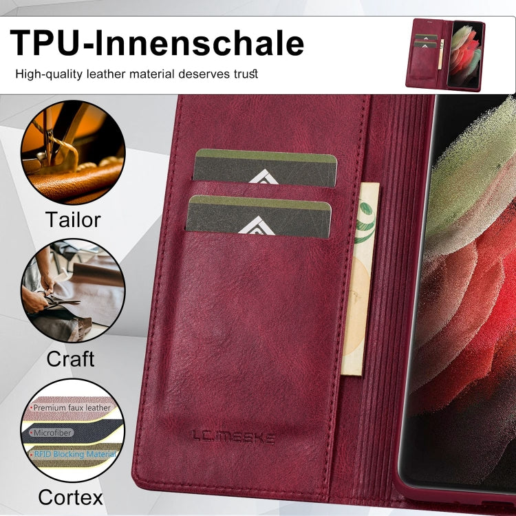 For Samsung Galaxy S21 Ultra 5G LC.IMEEKE RFID Anti-theft Leather Phone Case