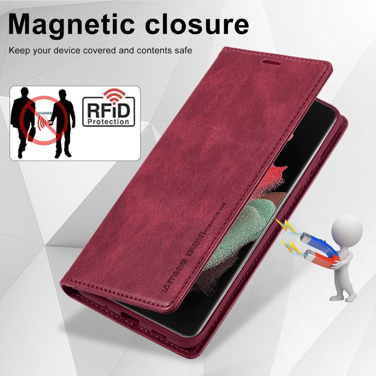 For Samsung Galaxy S21 Ultra 5G LC.IMEEKE RFID Anti-theft Leather Phone Case