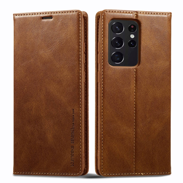 For Samsung Galaxy S21 Ultra 5G LC.IMEEKE RFID Anti-theft Leather Phone Case