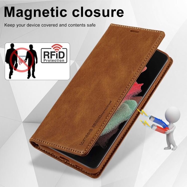 For Samsung Galaxy S21 Ultra 5G LC.IMEEKE RFID Anti-theft Leather Phone Case