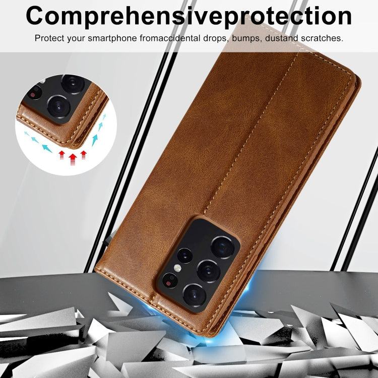 For Samsung Galaxy S21 Ultra 5G LC.IMEEKE RFID Anti-theft Leather Phone Case