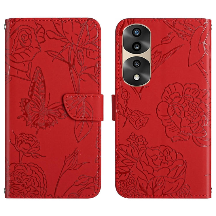 For Honor 70 Pro/70 Pro+ HT03 Skin Feel Butterfly Embossed Flip Leather Phone Case