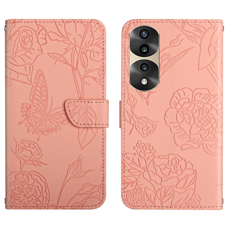 For Honor 70 Pro/70 Pro+ HT03 Skin Feel Butterfly Embossed Flip Leather Phone Case