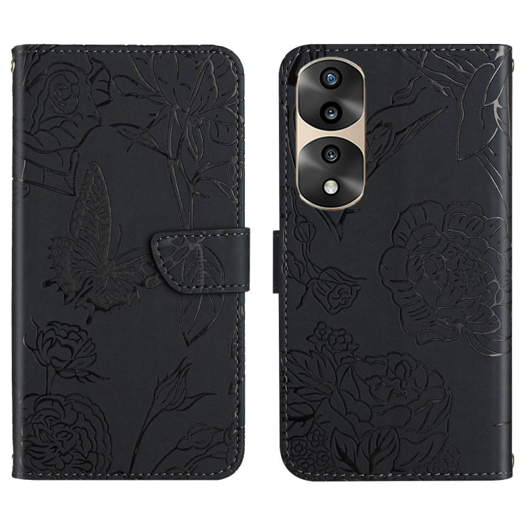 For Honor 70 Pro/70 Pro+ HT03 Skin Feel Butterfly Embossed Flip Leather Phone Case