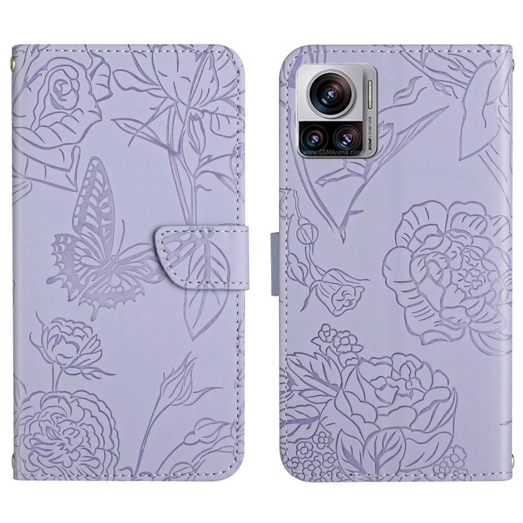 For Motorola Edge 30 Ultra/Moto X30 Pro HT03 Skin Feel Butterfly Embossed Flip Leather Phone Case