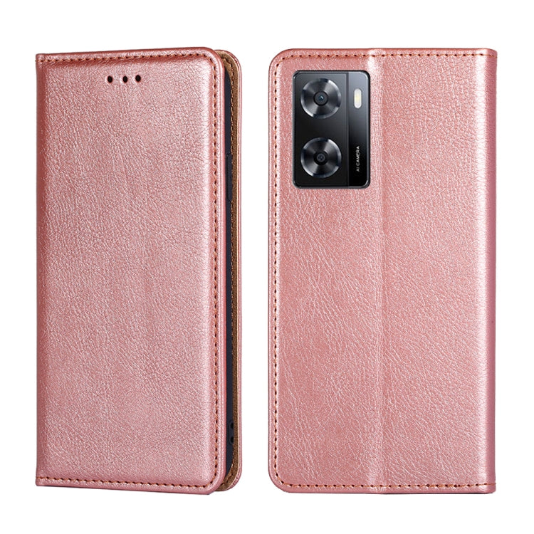 For OPPO A57s 4G / A57e 4G Gloss Oil Solid Color Magnetic Leather Phone Case