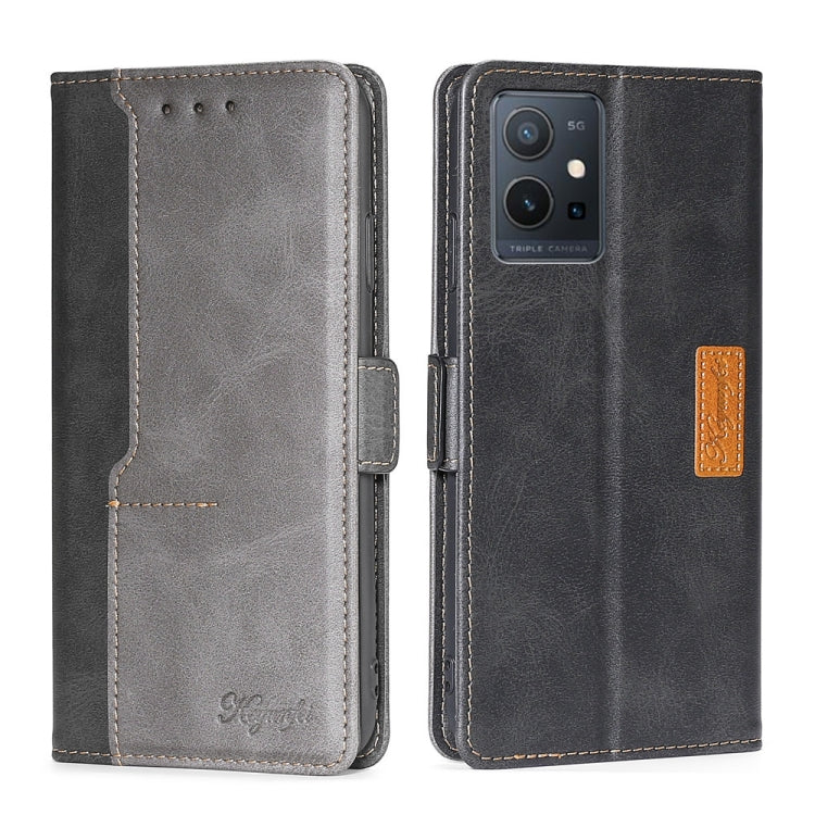 For vivo Y52t Contrast Color Side Buckle Leather Phone Case