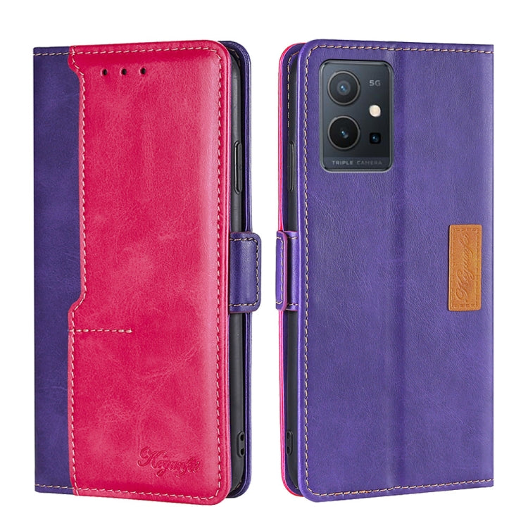 For vivo Y52t Contrast Color Side Buckle Leather Phone Case