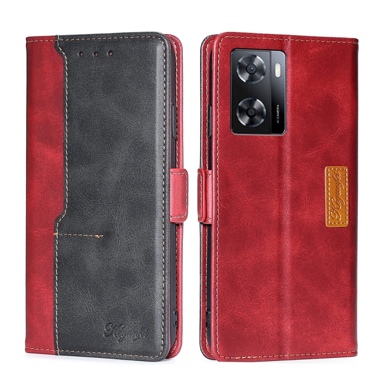 For OnePlus Nord N20 SE 4G Contrast Color Side Buckle Leather Phone Case