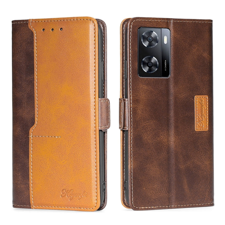 For OnePlus Nord N20 SE 4G Contrast Color Side Buckle Leather Phone Case