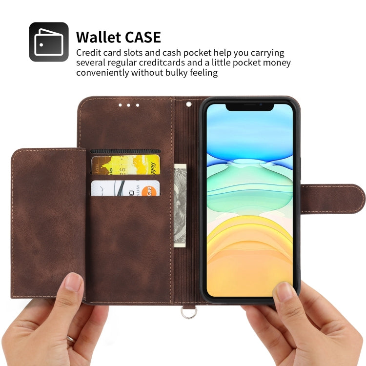 For iPhone 12 / 12 Pro Skin-feel Flowers Embossed Wallet Leather Phone Case