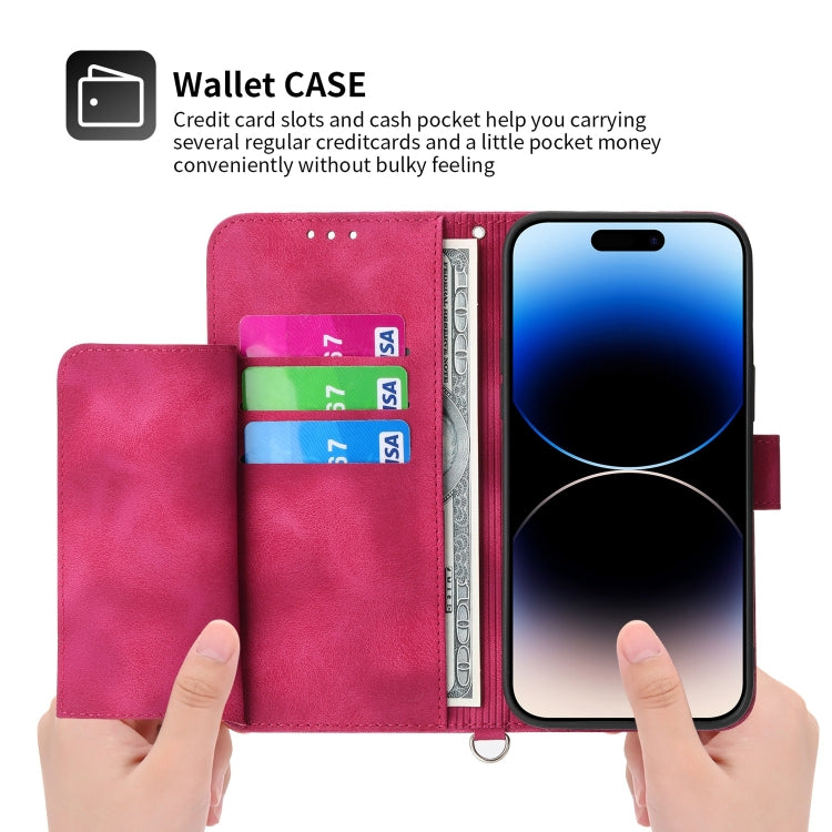 For iPhone 11 Pro Max Skin-feel Flowers Embossed Wallet Leather Phone Case