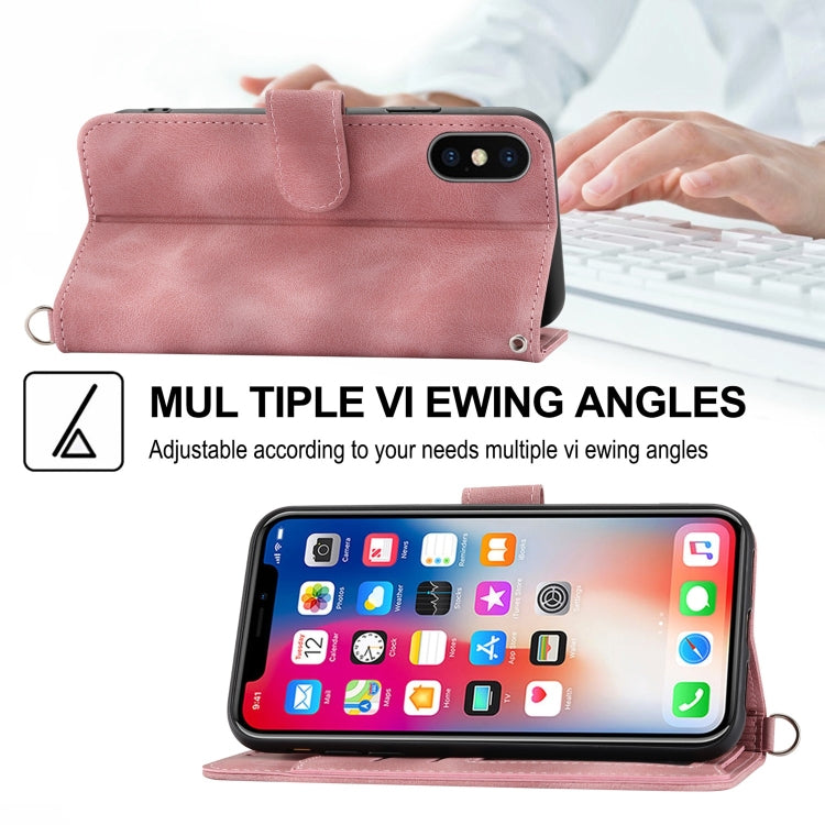 For iPhone XS Max Skin-feel Flowers Embossed Wallet Leather Phone Case