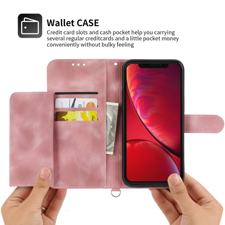 For iPhone XR Skin-feel Flowers Embossed Wallet Leather Phone Case