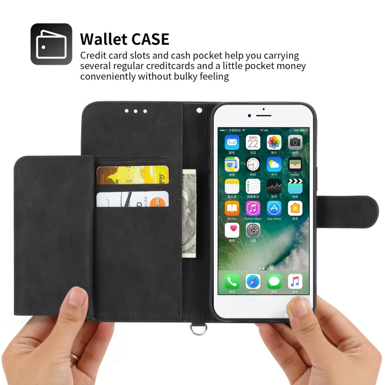 For iPhone 8 Plus / 7 Plus Skin-feel Flowers Embossed Wallet Leather Phone Case