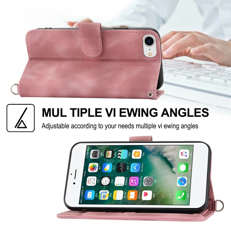 For iPhone 8 Plus / 7 Plus Skin-feel Flowers Embossed Wallet Leather Phone Case