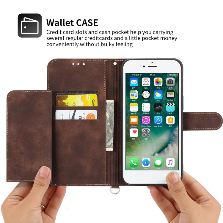 For iPhone 8 Plus / 7 Plus Skin-feel Flowers Embossed Wallet Leather Phone Case
