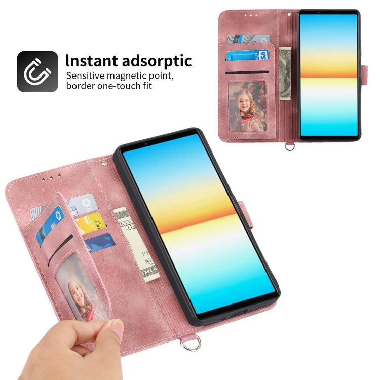 For Sony Xperia 10 IV Skin-feel Flowers Embossed Wallet Leather Phone Case