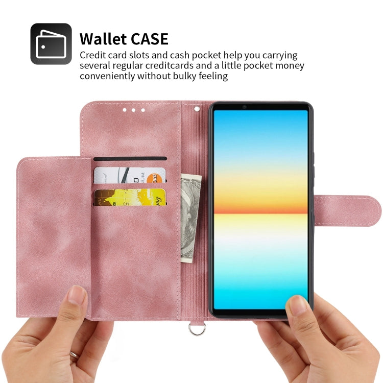 For Sony Xperia 1 IV Skin-feel Flowers Embossed Wallet Leather Phone Case