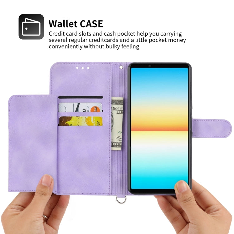 For Sony Xperia 1 IV Skin-feel Flowers Embossed Wallet Leather Phone Case