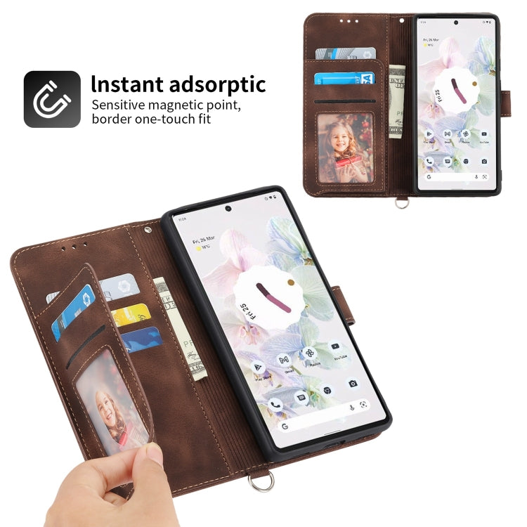 For Google Pixel 6 Pro Skin-feel Flowers Embossed Wallet Leather Phone Case