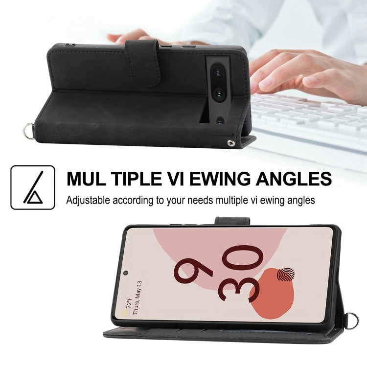 For Google Pixel 6a Skin-feel Flowers Embossed Wallet Leather Phone Case