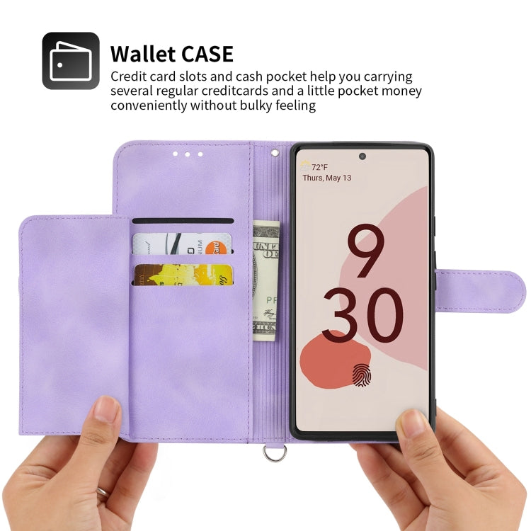 For Google Pixel 6a Skin-feel Flowers Embossed Wallet Leather Phone Case