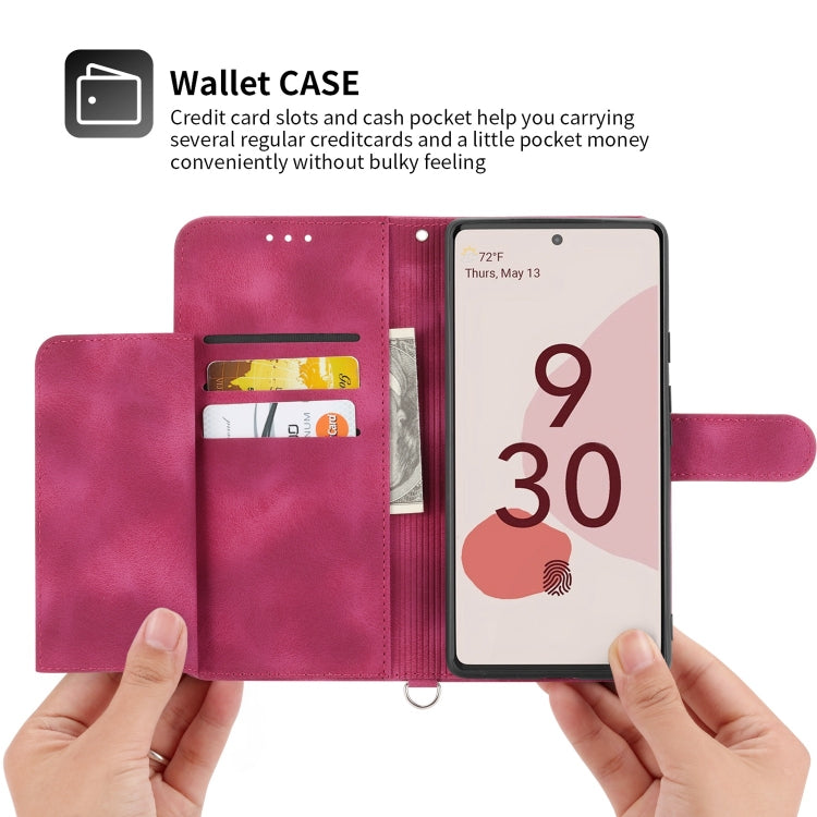 For Google Pixel 6a Skin-feel Flowers Embossed Wallet Leather Phone Case