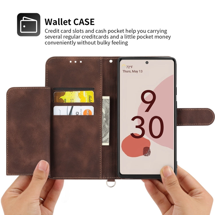 For Google Pixel 6a Skin-feel Flowers Embossed Wallet Leather Phone Case