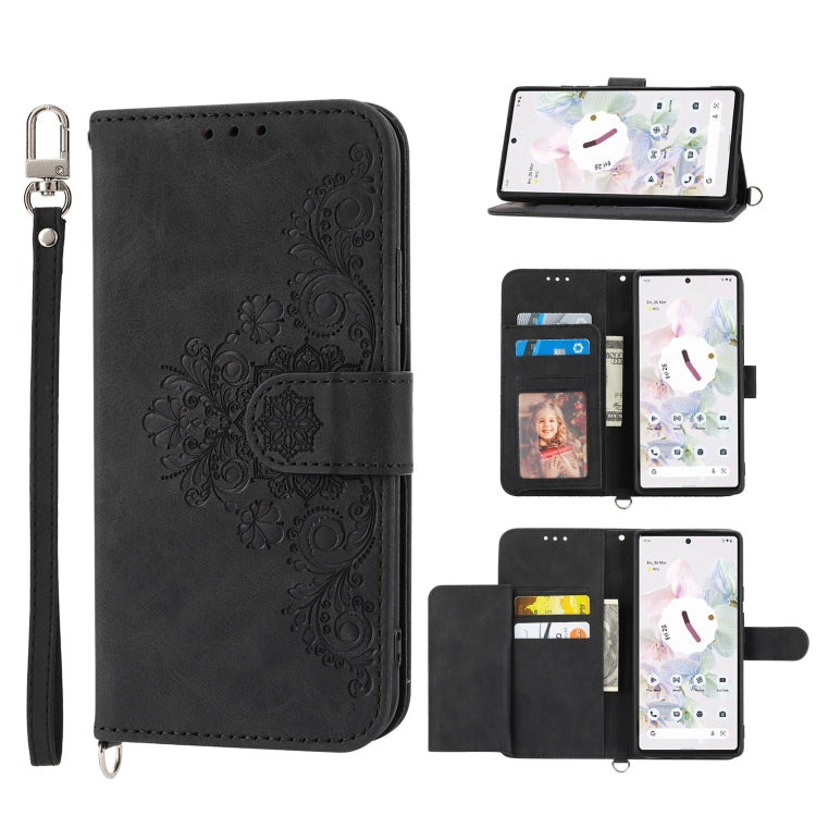 For Google Pixel 7 Pro 5G Skin-feel Flowers Embossed Wallet Leather Phone Case