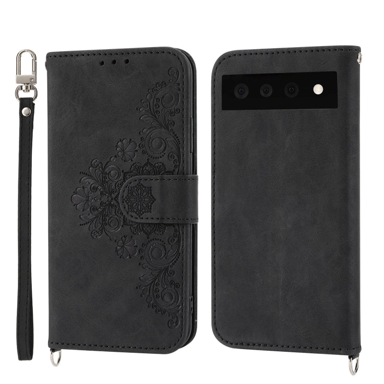 For Google Pixel 7 Pro 5G Skin-feel Flowers Embossed Wallet Leather Phone Case