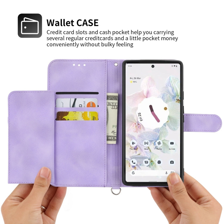 For Google Pixel 7 Pro 5G Skin-feel Flowers Embossed Wallet Leather Phone Case