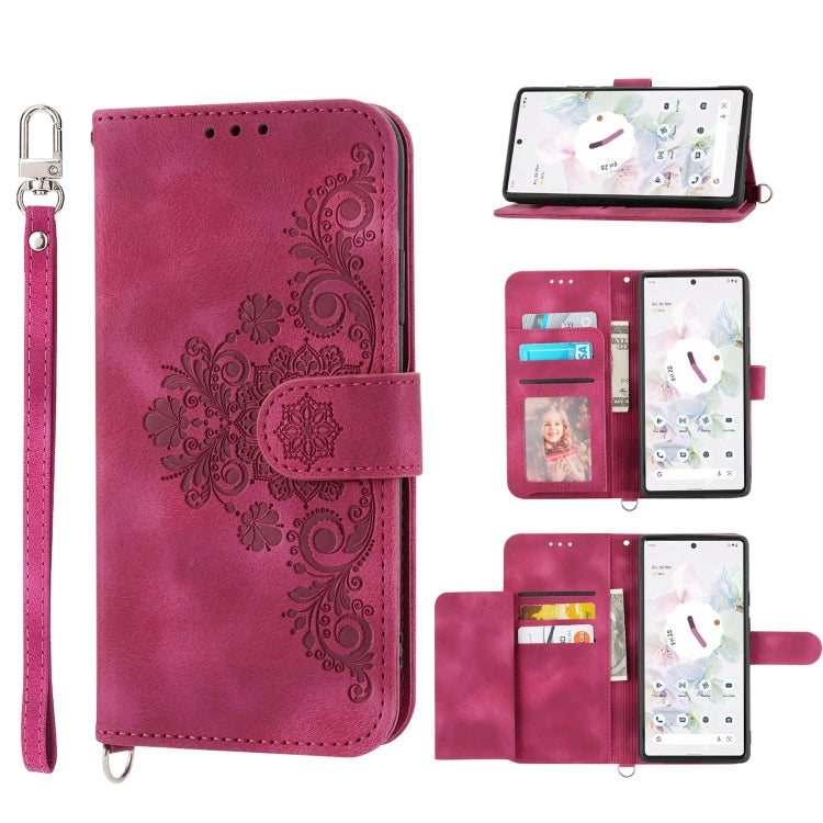 For Google Pixel 7 Pro 5G Skin-feel Flowers Embossed Wallet Leather Phone Case
