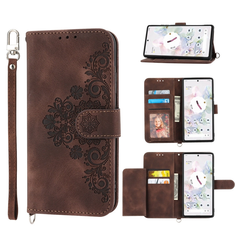 For Google Pixel 7 Pro 5G Skin-feel Flowers Embossed Wallet Leather Phone Case