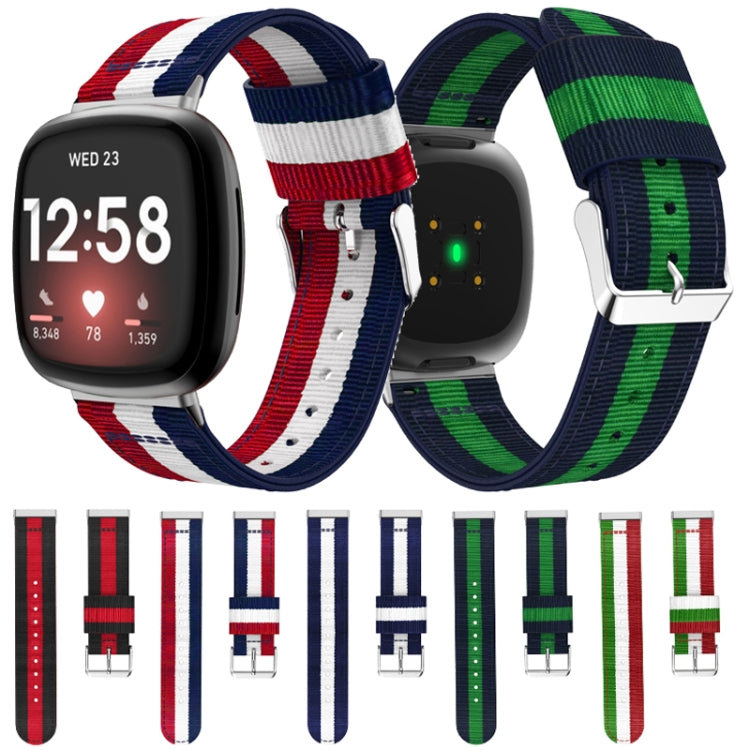 For Fitbit Versa 4 / Sense 2 Universal Stripe Nylon Watch Band