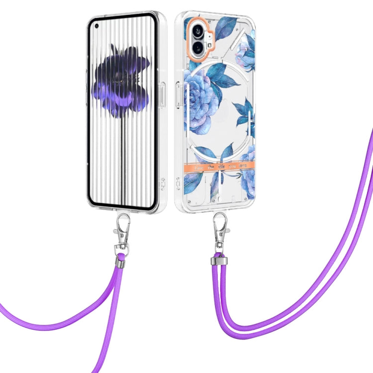 For Nothing Phone 1 Flowers Series TPU Phone Case with Lanyard