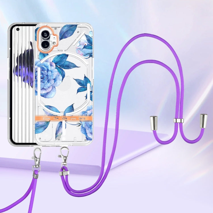 For Nothing Phone 1 Flowers Series TPU Phone Case with Lanyard