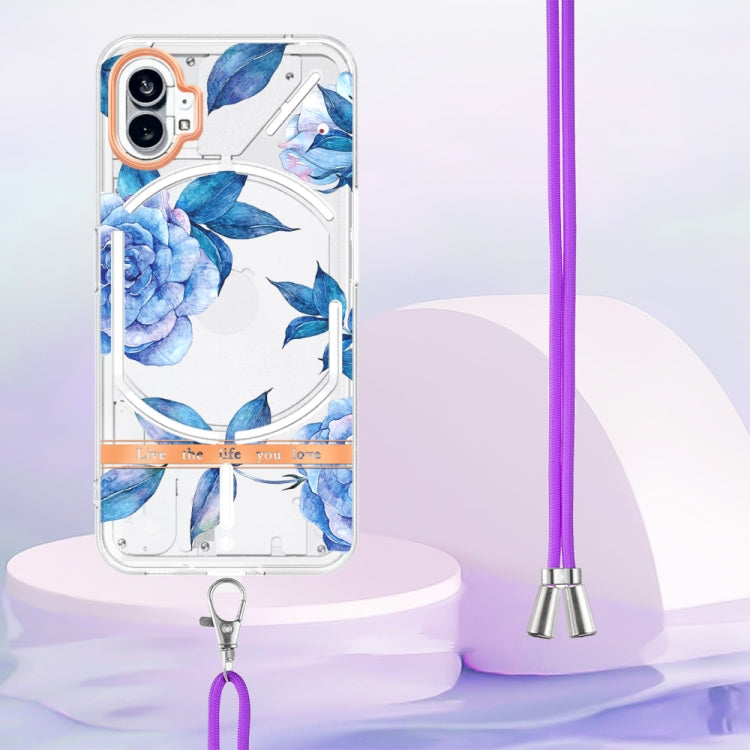 For Nothing Phone 1 Flowers Series TPU Phone Case with Lanyard